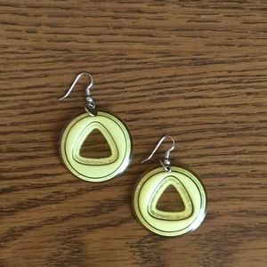 Yellow circle and triangle shaped earrings